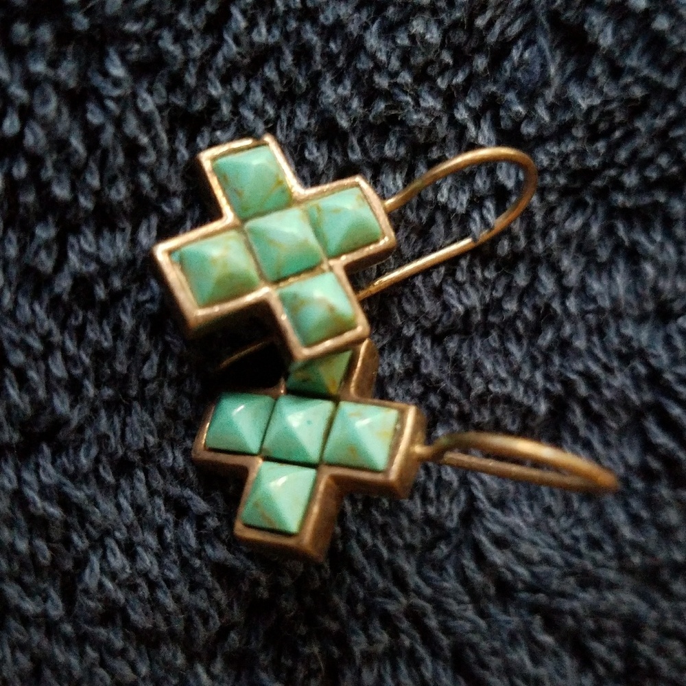 Sterling silver and Turquoise Cross earrings